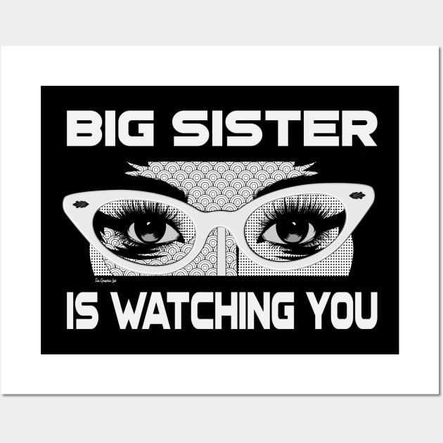 Big Sister is Watching You Comic Art Orwellian (vers 1) Wall Art by SunGraphicsLab